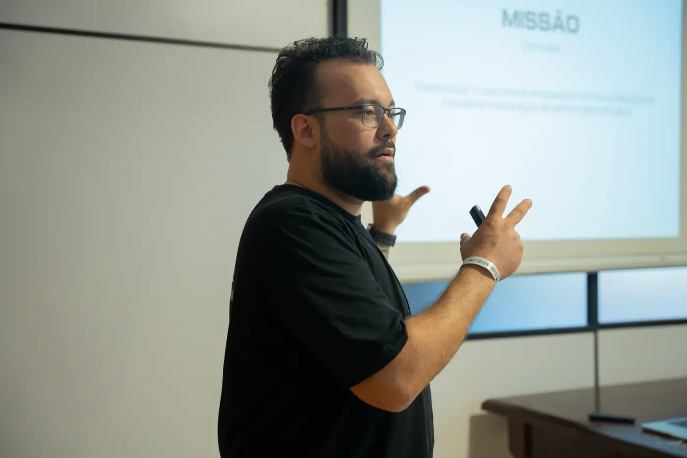 Apresentação para o time no encontro de fim de ano